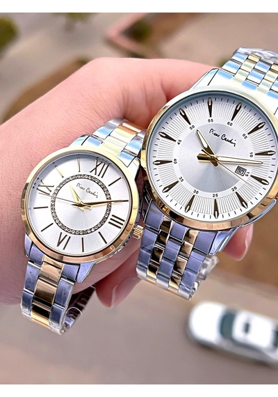 Pierre Cardin Bay Ve Bayan Çiftlere Özel Çelik Kordon Çift Kol Saati 30 Mt Su Gecirmez Cf.pr80002.m2 Gümüş - Sarı