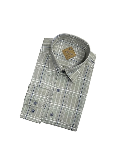 Eren Style Linen Keten Klasik %100 Cotton Uzun Kollu Terletmeyen Gömlek Haki