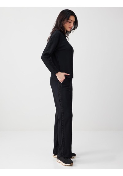 Jimmy Key Jimmy Key Siyah Normal Bel Normal Paça Uzun Örme Jogger Pantolon 6sw115633900
