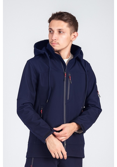 Vatan Tekstil Suya Dayanıklı Slim Fit Softshell Kapüşonlu Erkek Mont Lacivert