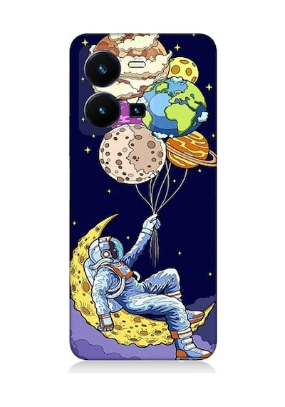 Vivo Y35 Uyumlu Astronot Ve Gezegenler Desenli Silikon Kılıf