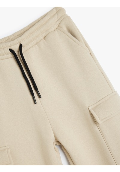 Koton Jogger Eşofman Altı Kargo Cepli Beli Bağlamalı Şardonlu Bej 5wkb40005tk Ekru