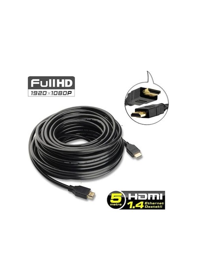 5m Metre Hdmi - Hdmi Kablo Altın Uçlu 3d V1.4b Full Hd
