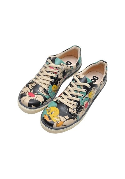 Kadın Vegan Deri Çok Renkli Sneakers - Warner Bros Catch Me If You Can Tweety Tasarım