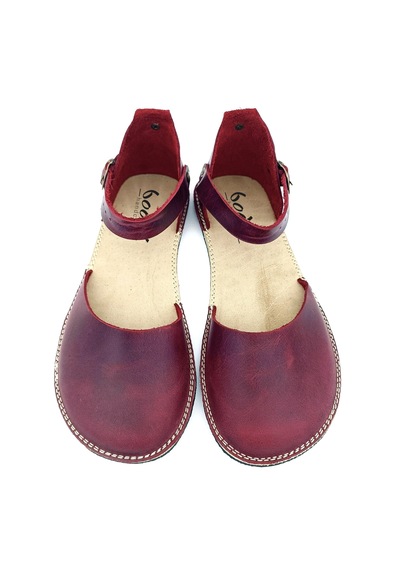 Bodhi Handcraft Kadın Barefoot Hakiki Deri Minimalist Günlük Sandalet El İmalatı Bordo