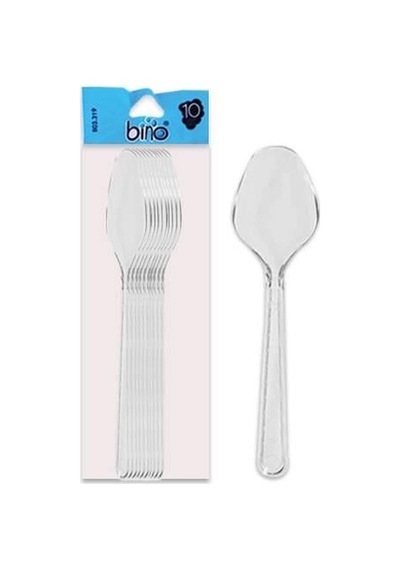 321 Plastik Şeffaf Büyük Kaşık 10lu Çok Renkli
