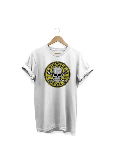 Vintage Baskılı Beyaz T-shirt Beyaz