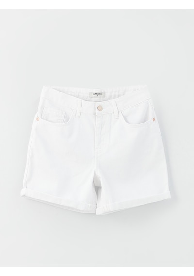 Lcw Jeans Beyaz Normal Bel Standart Fit Kadın Jean Şort