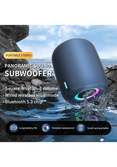Bluetooth Hoparlör Rgb Ledli 1200mah Subwoofer Ses Outdoor Speaker Su Geçirmez Dayanıklı Gövde
