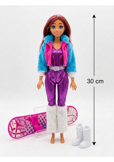 Elonna Urban Life Kayakçı Moda Bebeği - Snowboard Ve Kışlık Aksesuarlı 30 Cm Oyuncak Bebek