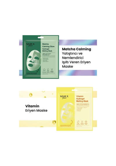 Dermal Seoul Face Matcha Yatıştırıcı Işıltı Veren Eriyen Glow Hidrojel Maske Ve Vitamin Eriyen Maske