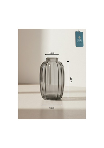 Chacha Home Luxury 3'lü Minimalist Dekor Cam Vazo - Füme Füme