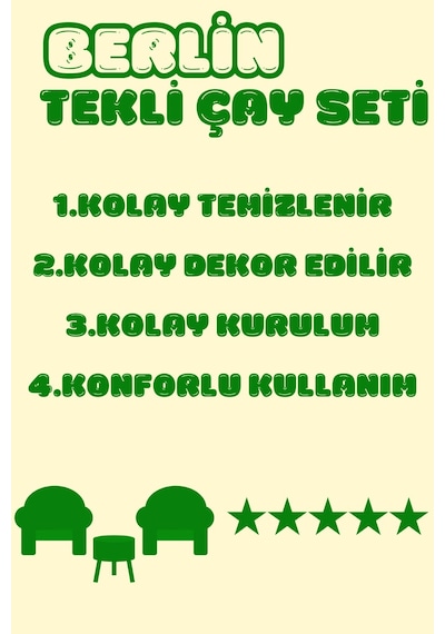 Berlin Çay Seti Pembe Rengi Berjer Ve Puf Takımı Salon, Ofis, Balkon - 2'li Takım