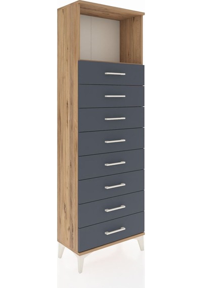 Arges Dolap Tek Raflı 8 Çekmeceli 60x30x182 Çam-antrasit Çam Arges Dolap Tek Raflı 8 Çekmeceli 60x30x182 Çam-antrasit Çam
