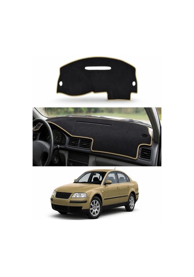 Volkswagen - Passat B5 1996-2005 Uyumlu Torpido Koruma Kılıfı - Taba Şeritli