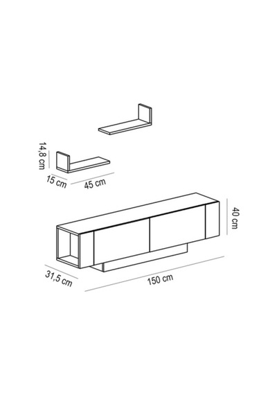 Tv Ünitesi Londra Ceviz Beyaz 150 Cm