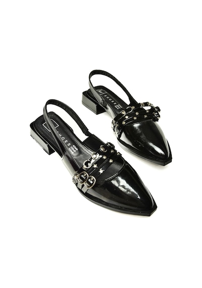 Fox Shoes U518700508 Siyah Rugan Alçak Topuklu Kadın Ayakkabı Siyah