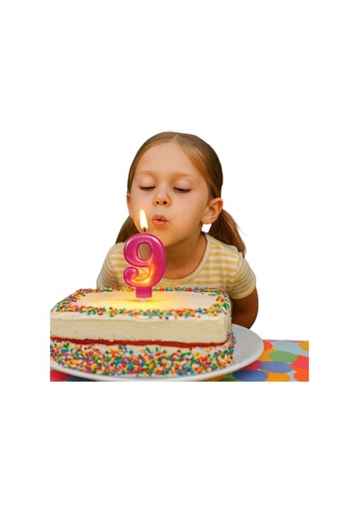 Mum Fuşya Pembe Işıltılı 9 Yaş Mumu Koyu Pembe 8cm Büyük Doğum Günü Mumu 9+