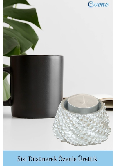 Mumluk Şamdan Tealight Ve İnce Mum Uyumlu Ejderha Yumurtası Model - Gümüş