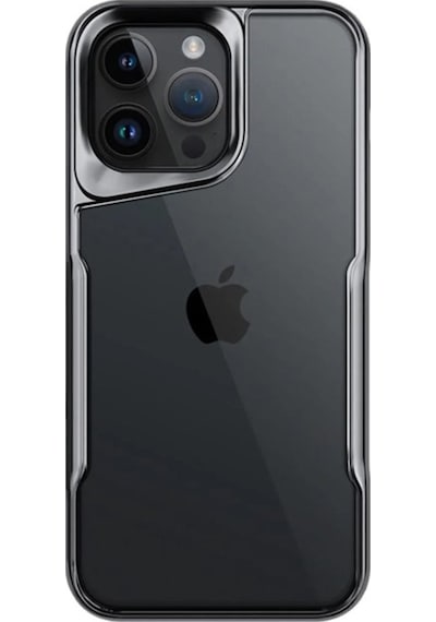 Apple iPhone Uyumlu  15 Pro Kılıf Metal Çerçeve Görünümlü Kırılmaz Boyi Kapak Titanyum-Gri