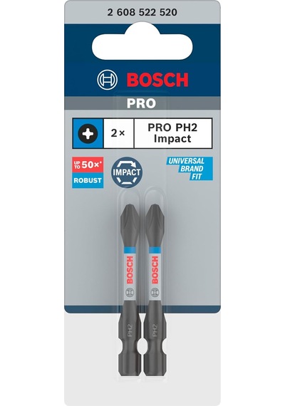 2x Pro Phillips Impact Uç, Ph2, 55 Mm, 2 Parçalı