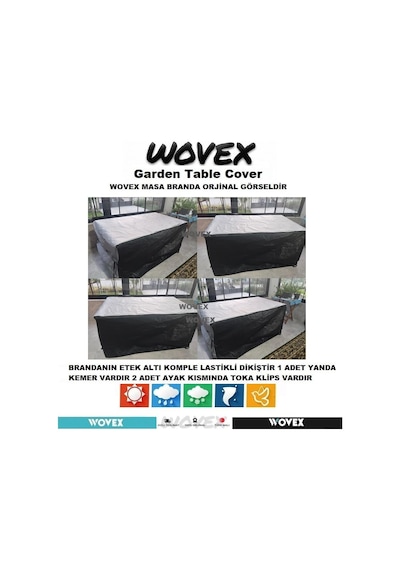 Wovex Gri Siyah Kombinasyonlu Bahçe Masa Mobilya Brandası,teras Koltuk Branda,su Geçirmez Uv Korumalı, Mobilya Ört Diğer