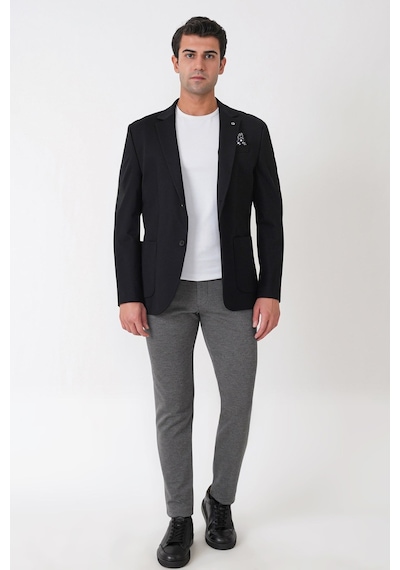 Comfort Fit Esnek Rayon Pamuk Karışım Torba Cepli Siyah Blazer Ceket C 744 Comfort Fit Esnek Rayon Pamuk Karışım Torba Cepli Siyah Blazer Ceket C 744