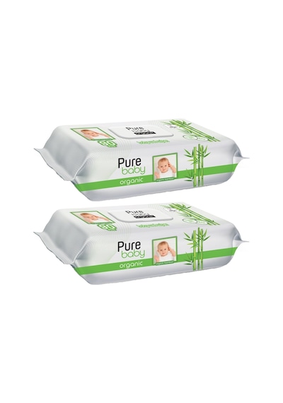 Pure Baby Wipes Organic Bambu Islak Havlu Mendil 90 Yaprak 2'li