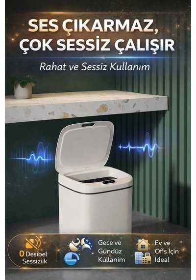 Sensörlü Çöp Kovası Otomatik Kapak Temassız Çok Renkli
