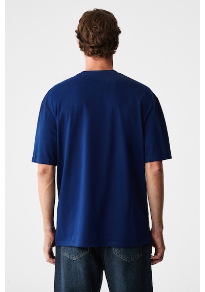 Grımelange Ruddy Erkek Göğüs Baskılı %100 Organik Pamuklu Bisiklet Yakalı Regular Lacivert T-shirt Lacivert