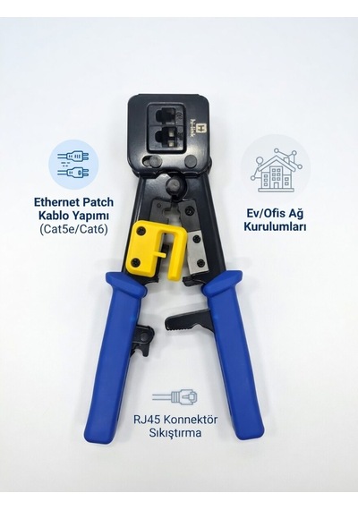 Profesyonel Rj45 Konnektör Sıkıştırma Pensesi - Cat5, Cat6, Cat7 Uyumlu Ethernet Kablo Yapım Aleti