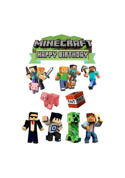 Yenilebilir Şekerli Kağıt Baskısı Cupcake Ve Pasta Resim Baskı Minecraft Temalı 10