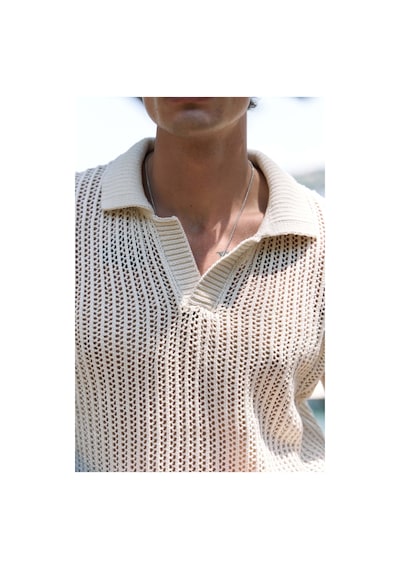 Mai Collection Mai Studios Co. Robert Erkek Polo Yaka Naturel Triko T-shirt Naturel