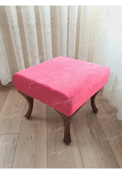 Ayak Ucu Kapı Önü Antre Düz Bench Puf Ceviz Ayak Pembe