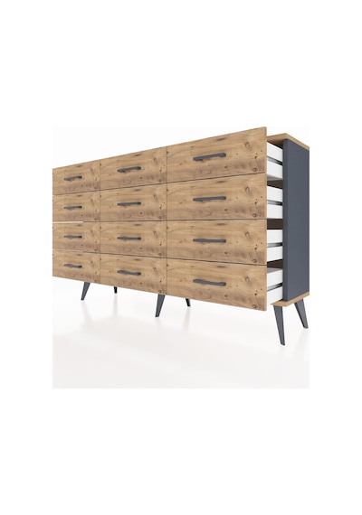 Arges Konsol 12 Çekmeceli 132x30x83 Antrasit-çam/çam Çam/çam Arges Konsol 12 Çekmeceli 132x30x83 Antrasit-çam/çam Çam/çam