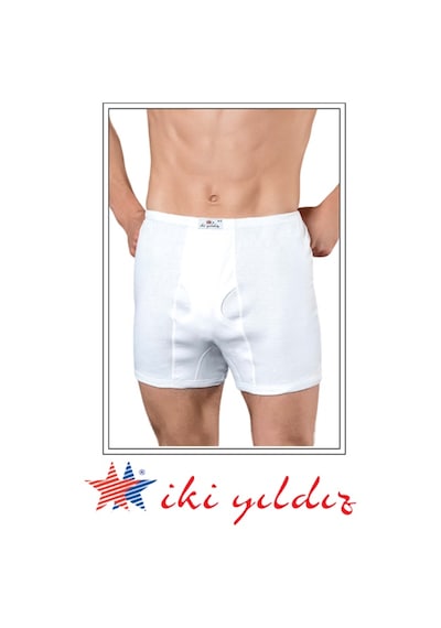 İki Yıldız Erkek Beyaz Paçalı Külot Arjantin Ribana 3'lü Paket 010 Beyaz