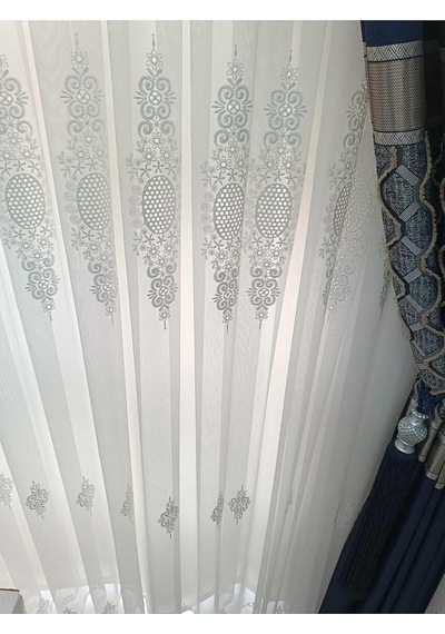 Özgün Perde 17471 Üst Kalite Tül Perde 1x2,5 Pile Ekru 100 X 250 Çok Renkli