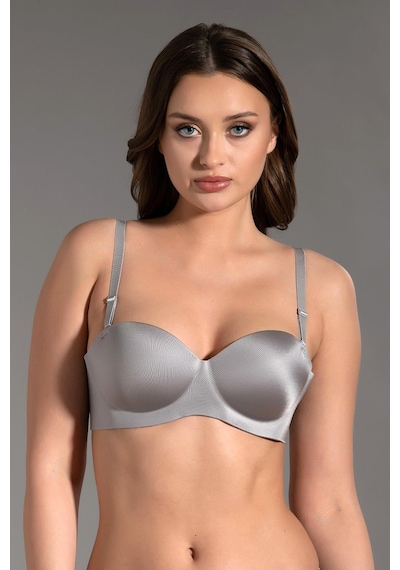 Cotonhause Kadın Straplez Lotus Lazer Kesim Push-up Gri Sütyen 336055 001