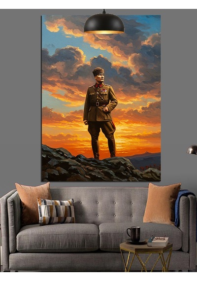 Dağ Zirvesinde Mustafa Kemal Atatürk Dekoratif Kanvas - Mdf Ahşap Tablo
