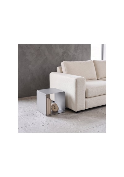 Node Metal Yan Sehpa Modüler Küp Tasarım Açık Raflı Tekli Modül 32x32x32 Cm Gümüş - 940085810 Gümüş
