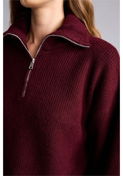 Defacto Oversıze Polo Yaka Kazak H2635ax26wnbr453 Bordo-br453