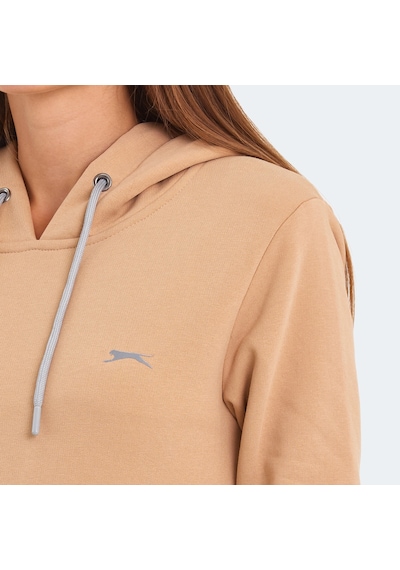 Slazenger KESHIAN IN Kadın Kapüşonlu Cepli Açık Kahve Sweatshirt