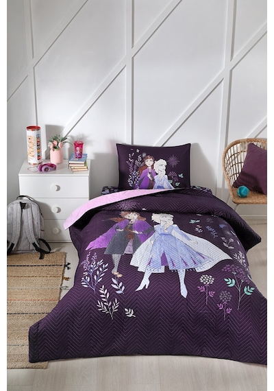 Özdilek  Frozan Nature Tek Kişilik Disney Lisanslı Lastikli Fitted Çarşaf Kapitone Çocuk Nevresim Tak
