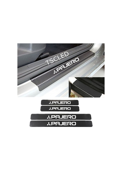 Mitsubishi Pajero Karbon Kapı Eşiği Koruma Sticker (4 Adet)