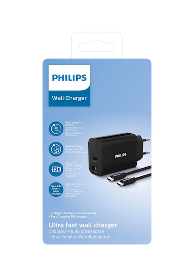 Philips Dlp2621c Usb-a Ve Usb-c Bağlantısı Type-c Kablolu Duvar Şarj Adaptörü-dlp2621c/12