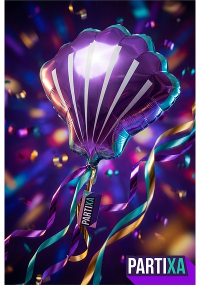 Mor Deniz Kabuğu Midye Folyo Balon 52x54 Cm Deniz Temalı Doğum Günü Parti Süsü Çok Renkli