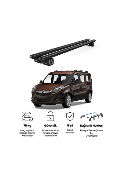 Pençe Opel Combo Ara Atkı 2012-2018 Uyumlu Siyah Ara Atkı Port Bagaj Tavan Barı