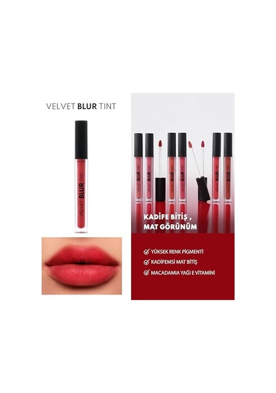 Cosmetics Velvet Blur Tint Kadife Bitişli Nemlendirici Mat Ruj - 04 Rust Red - Pembe Diğer Cosmetics Velvet Blur Tint Kadife Bitişli Nemlendirici Mat Ruj - 04 Rust Red - Pembe Diğer