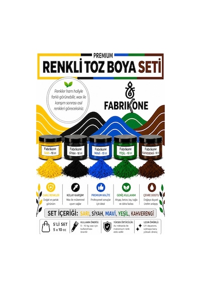 Toz Mum Boyası Seti 10 Cc 5'li Soya & Parafin Wax Için Sarı, Siyah, Mavi, Yeşil, Kahverengi Bkfab5srsmykh10g Karışık