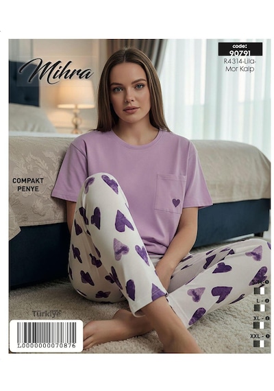 Mihra Kadın Compakt Penye Bisiklet Yaka Kısa Kol İnce Pijama Takımı 90791l - 1 Adet Lila